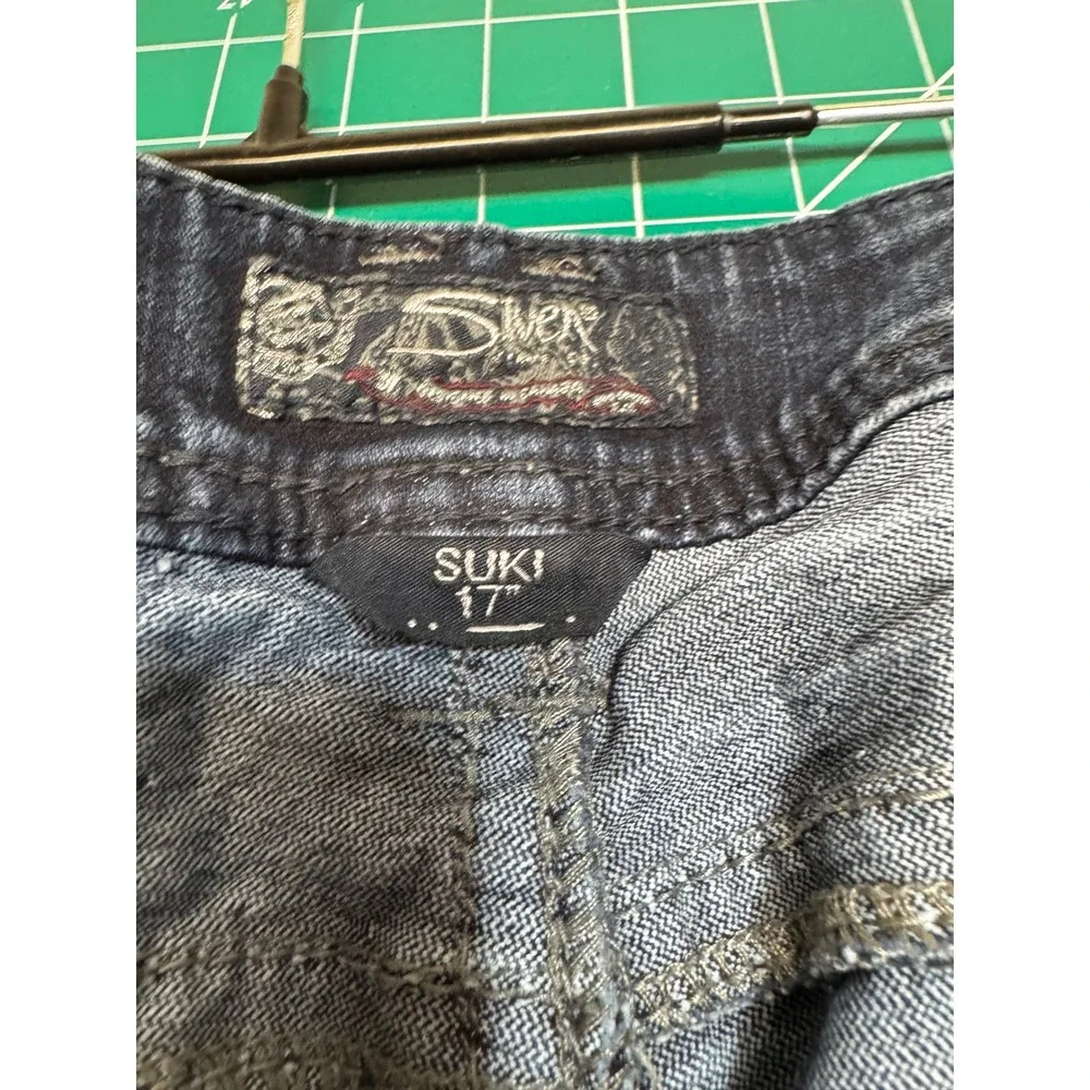 Silver Jeans Co Suki Mid Rise Bootcut Dark Wash Studded Embroidered SZ 14 L 33